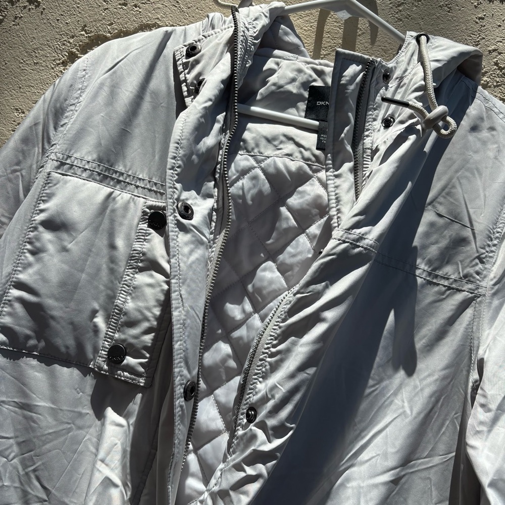 DKNY Gray Hooded Utility Jacket With Pockets NWT - Picture 9 of 16